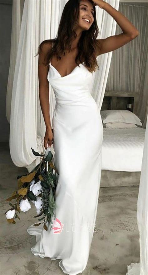 White Satin Evening Dress 